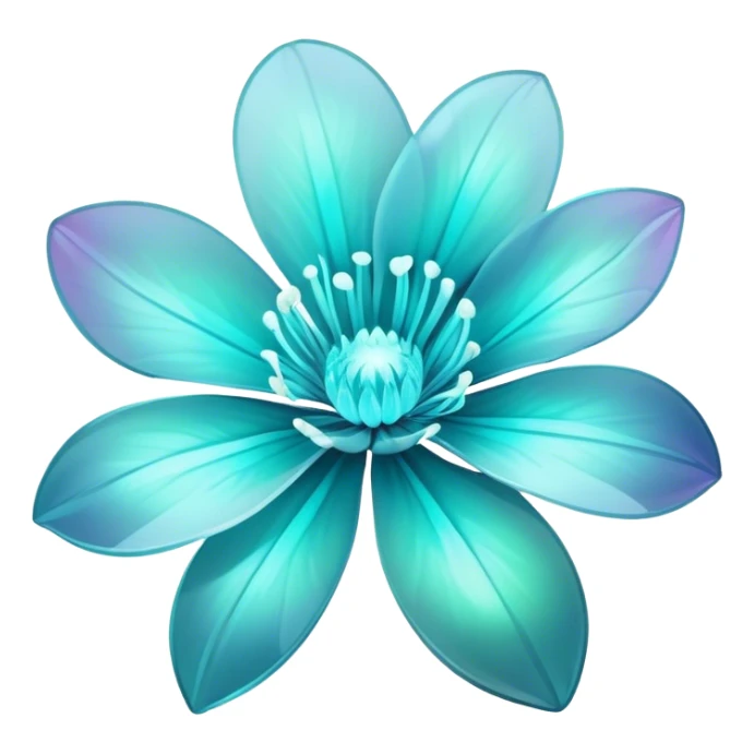 Pastel black and cyan iridescent transparent bio-luminescent flower sticker