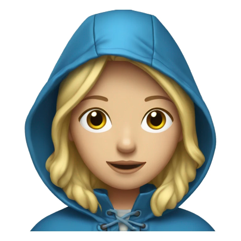 Blond girl with blue raincoat and hood and boots sticker