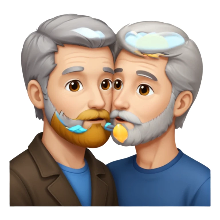 Grey haired bearded man and pretty brunette kissing  sticker