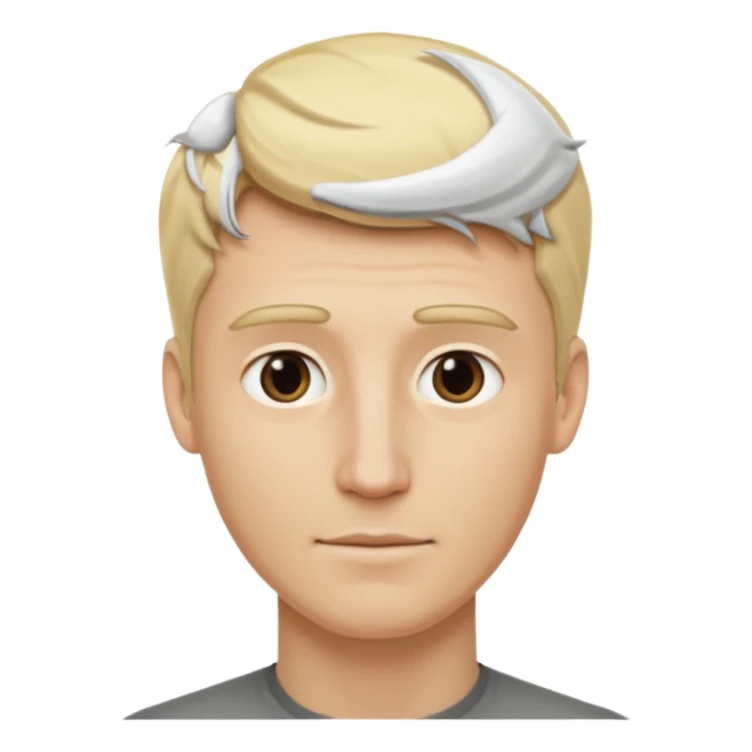 Make me a white man woth blonde hair that has an extra extra long neck sticker