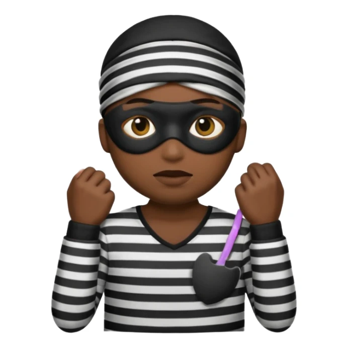 A theif robber emoji,Stripped shirt,eye mask, black head. sticker