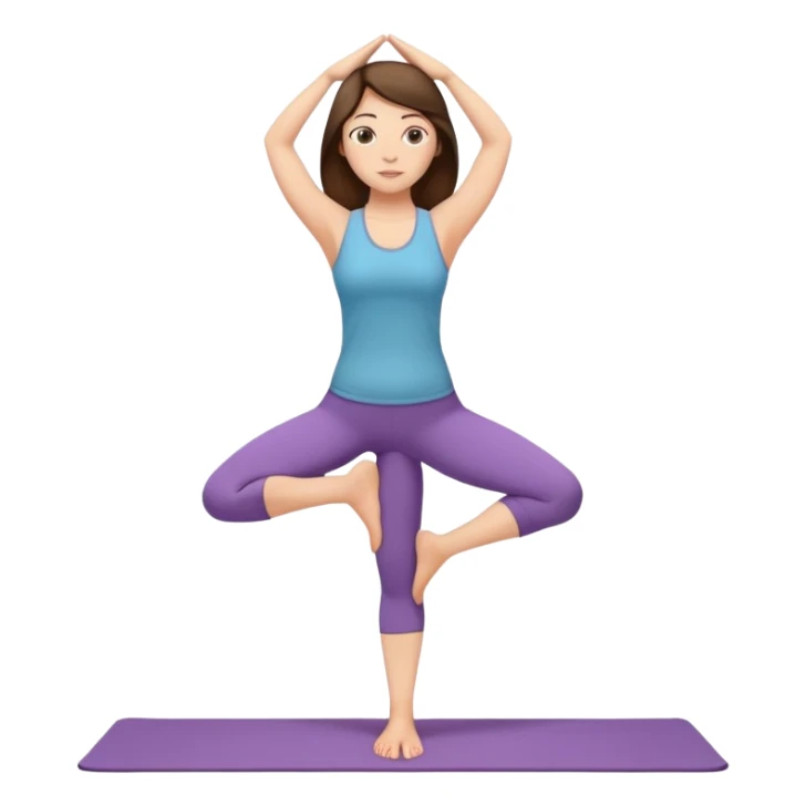 White girl brunette hair in Tadasana yoga sticker