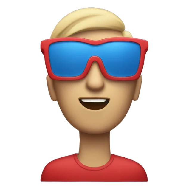 A person wearing Red and Blue 3D Glasses sticker