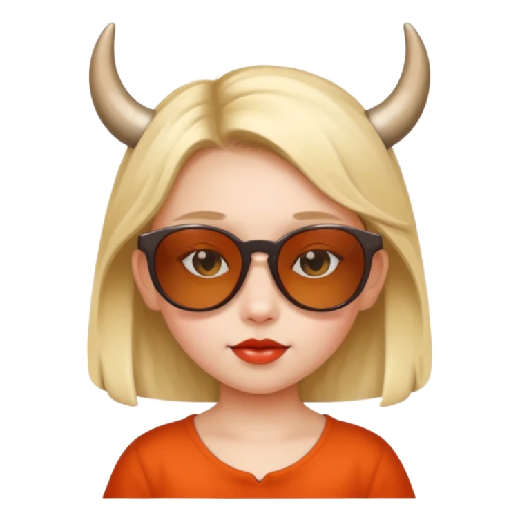 child girl with horns and sunglasses sticker