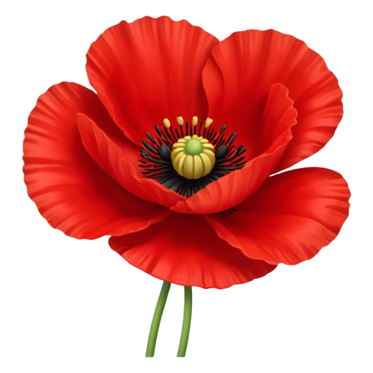 red poppy flower, vibrant, simple, iconic, apple emoji style, iOS 18 sticker