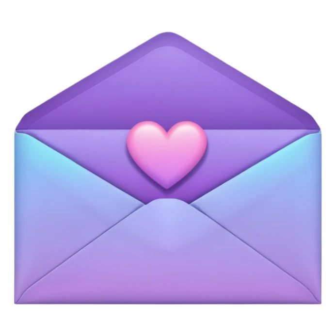 aesthetic envelope with letter and heart in purple gradient sticker