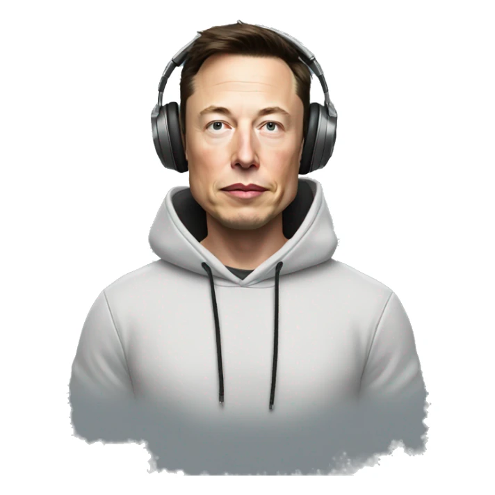 realistic Elon musk with hoodie wearing headsets sticker