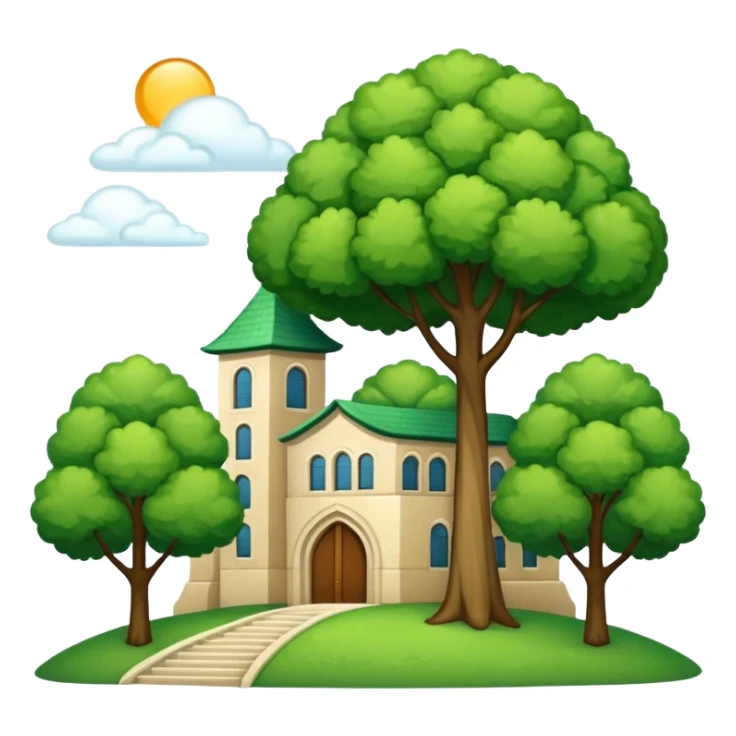 paisaje verde con una universidad sticker