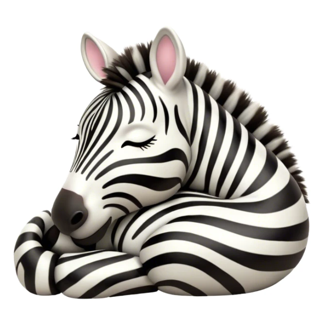 Meme-Worthy Cute Sleeping Zebra Portrait Emoji, Head resting peacefully with a contented smile, showcasing a lean, graceful build and a luxuriously soft striped Fur, eyes shut in a serene, restful nap, Simplified yet hilariously adorable features, highly detailed, glowing with a soft, drowsy light, high shine, relaxed and utterly lovable, stylized with an air of playful laziness, bright and heartwarming, soft glowing outline, capturing the essence of a comically sleepy zebra, so meme-worthy it feels like it could instantly become the next viral sensation of adorable slumber! sticker