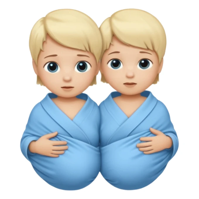 Twin swaddled babies in blue, short blonde hair sticker