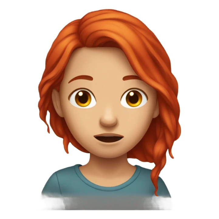 red hair girl crying sticker