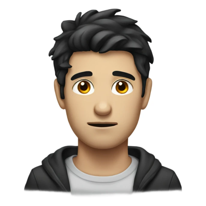 male portrait with black hair sad face sticker