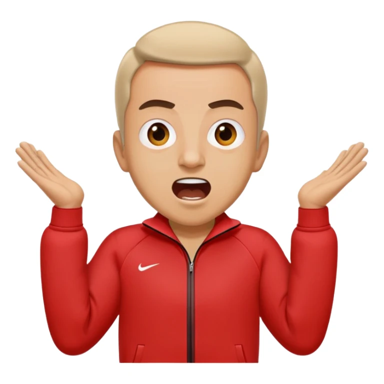 Recep İvedik in his iconic stance with arms spread wide, wearing red tracksuit, shouting with exaggerated expression sticker