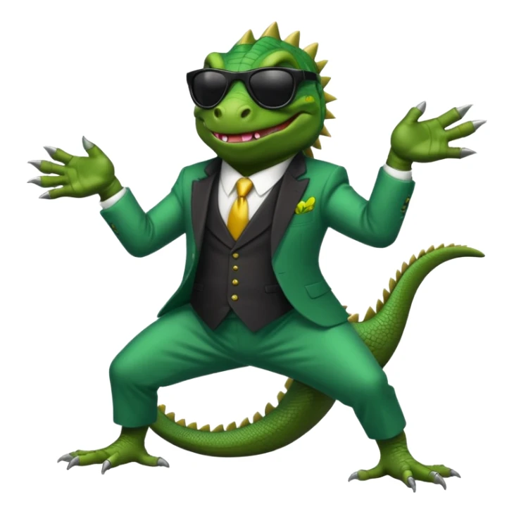 capitalist iguana banker godfather with black sunglasses breakdance no problem sticker