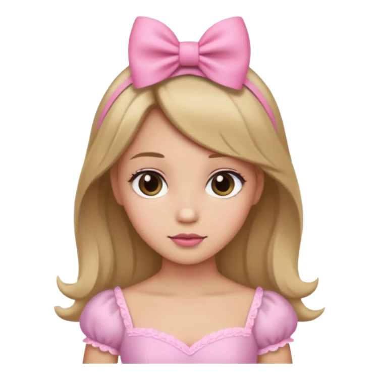 Princesa con cabello tipo 2b rubia oscura y moñito rosado sticker
