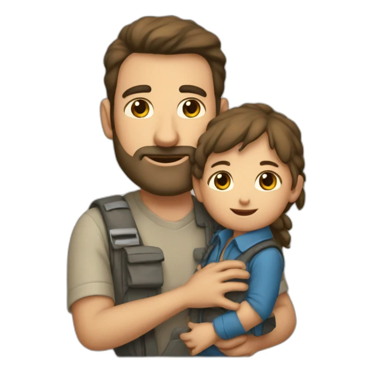 Tall-big-Geologist-man-carrying-toddler-girl sticker