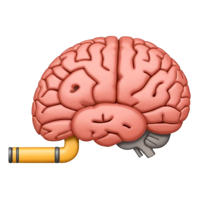 A simple emoji of a human brain with a horizontal loading bar underneath, partially filled, flat emoji style, bold outline, minimal details sticker