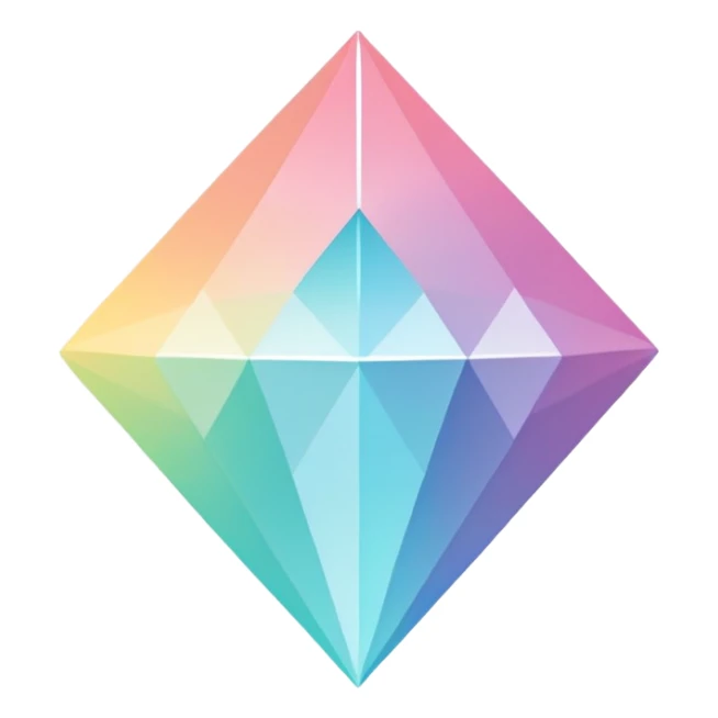A sleek diamond logo with a black outline, set against a pastel gradient in four different colors. Smaller diamonds surround it, forming a larger diamond pattern. Playful yet polished, perfect for branding or digital media. sticker