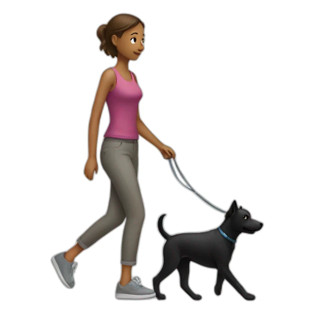 woman walking a black dog sticker