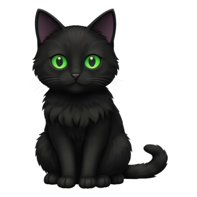 Bir siyah renkli kedi gözleri yeşil ve oturuyor sticker