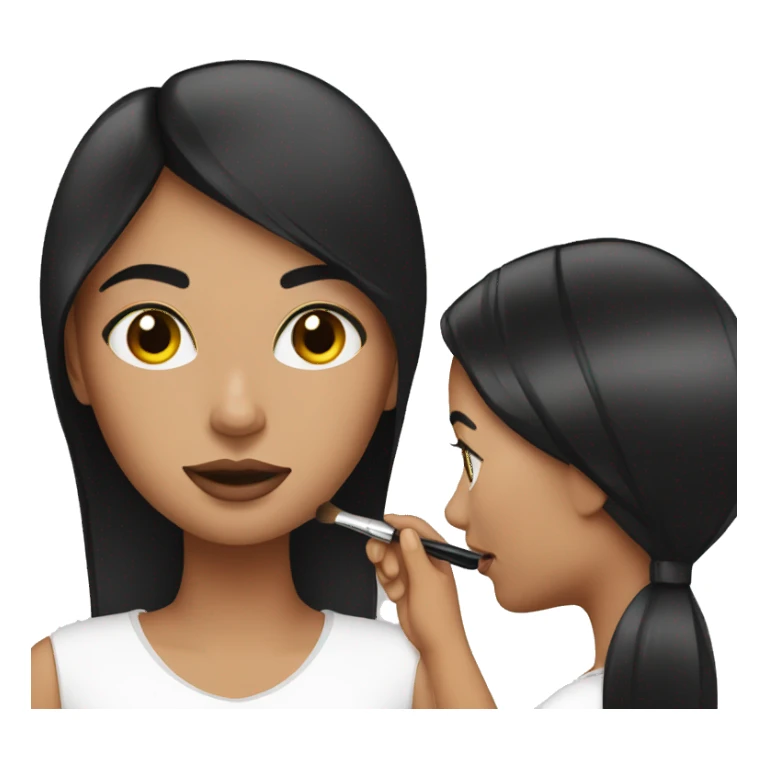 Woman with dark straight hair doing her make up  sticker