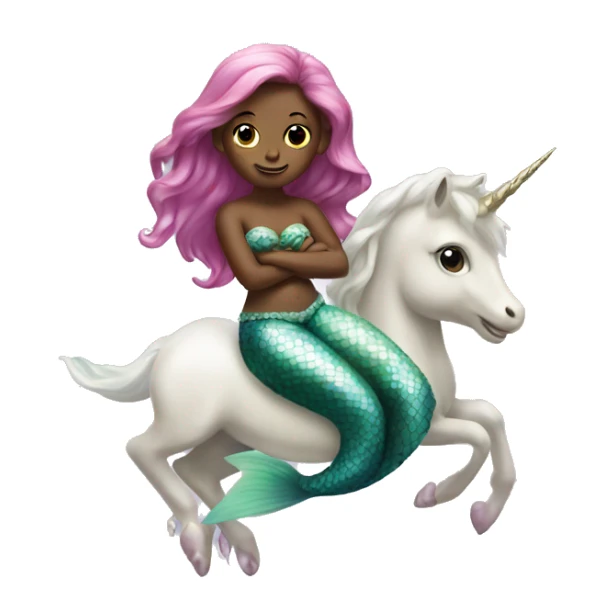 small mermaid on a pearl unicorn  sticker