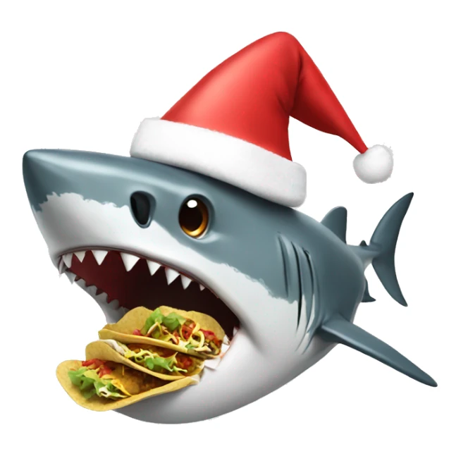 Shark dressed like Santa eating tacos sticker
