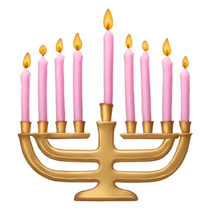 gold menorah with light pink candles  sticker