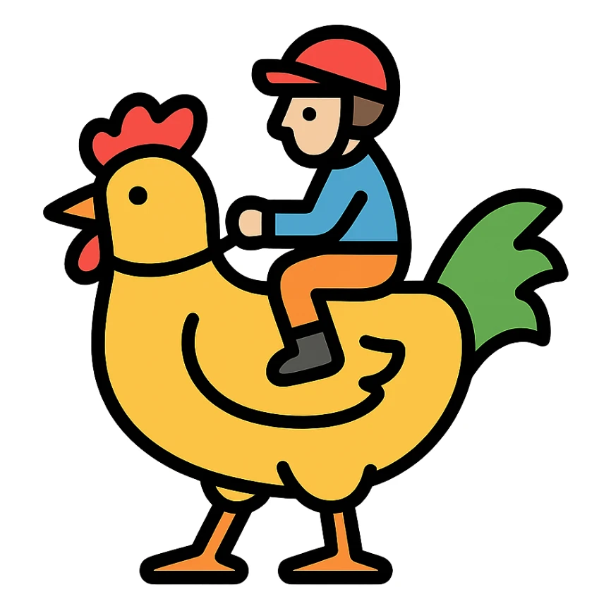color outline icon of a chicken jockey sticker
