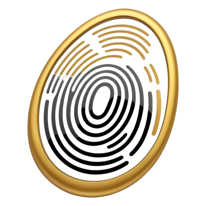 I want a logo that shows that you can create your own digital fingerprint, so that the logo is a fingerprint, but in a futuristic and professional way, and it looks very elegant, using colors that make it look like it belongs to the wealthy. sticker