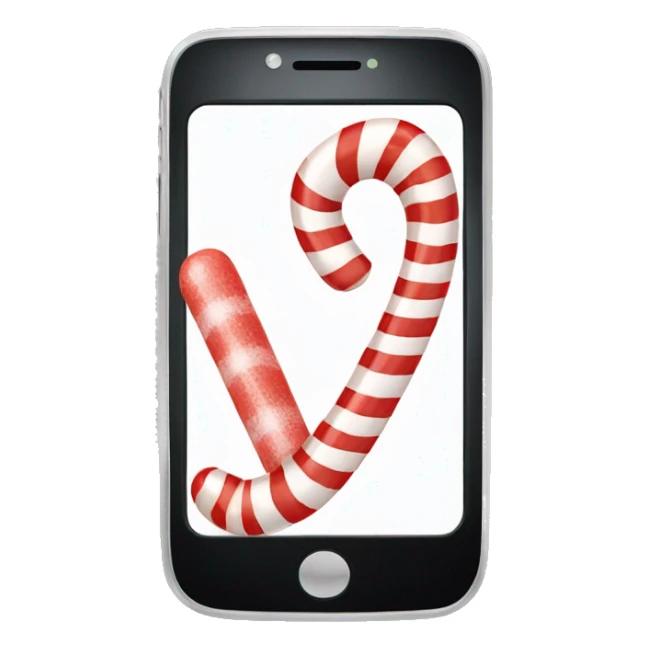 Cell phone with a candy cane on the screen sticker