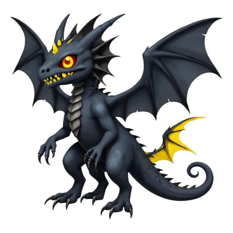 Nebulae Evil Gothic Spooky Salandit-Duskull-Noibat-Fakémon-hybrid-creature (full body)  sticker