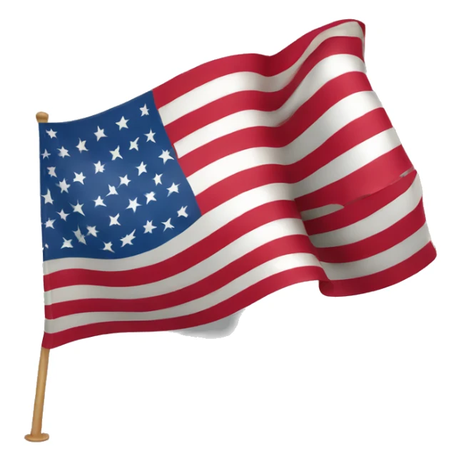 a 3d american flag, flying in the wind, clearly full of details sticker
