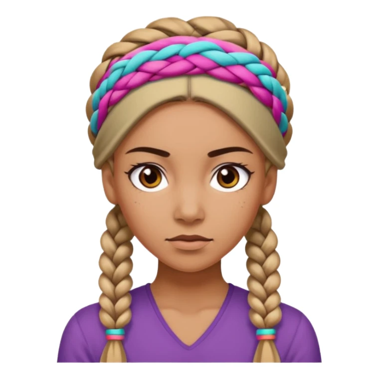 big lose braided woman face wiith big visible braids and headband on head sticker