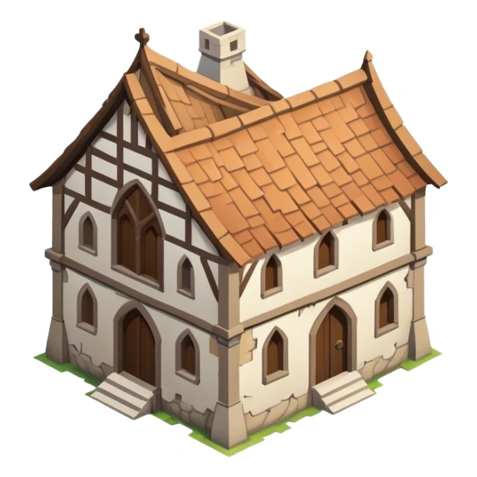 A isometric, one-story medieval building. It looks very bad. sticker