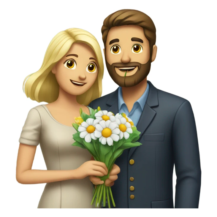 Bearded Man giving woman flowers  sticker