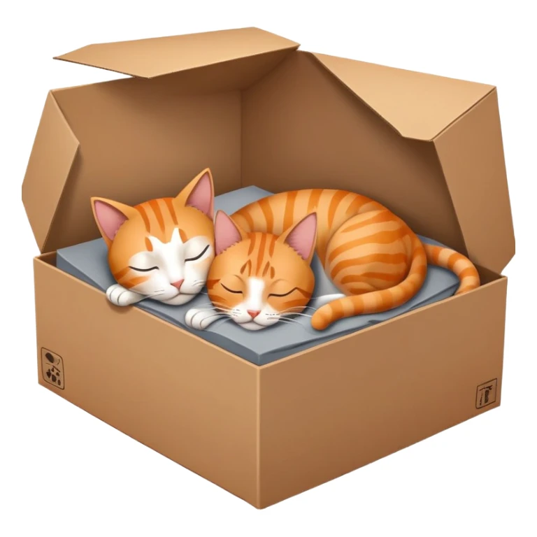 a cardboard box with two cats in it: one cat is alive and awake, and one cat is asleep to symbolise schrodinger's cat.  sticker