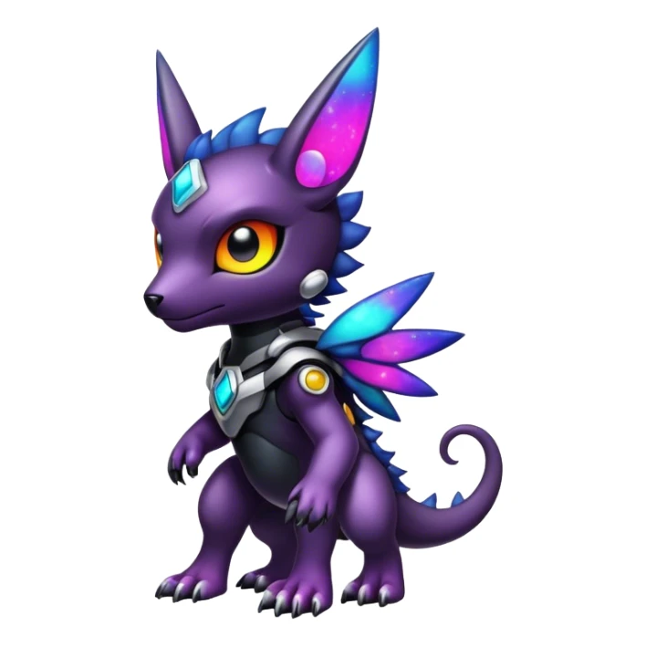 Cute cool colorful dark nebula fantasy-Digimon-animal-hybrid full body sticker