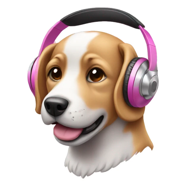 Dog with headphones in pink sticker