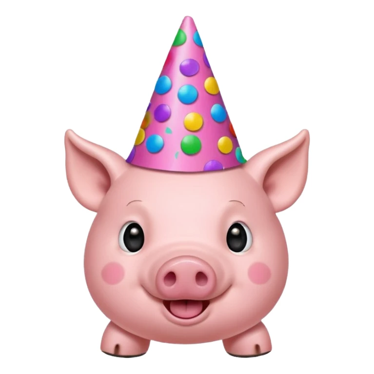 Party Pig – small pig with cone party hat and confetti sticker