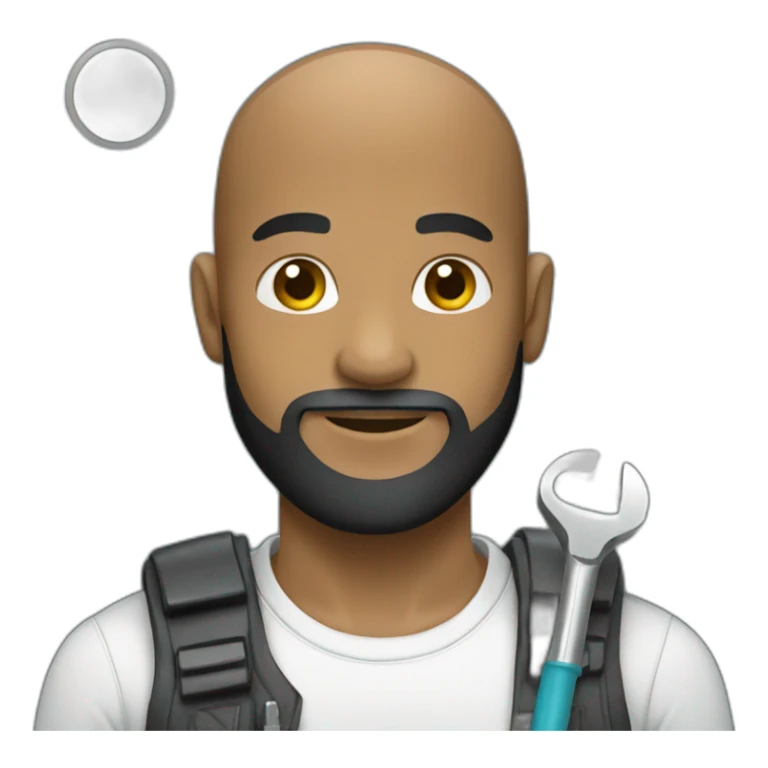 Black bald male with beard holding wrench sticker