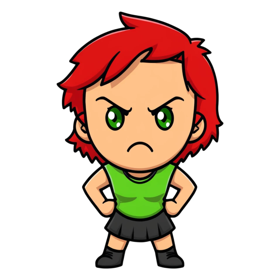 Angry girl with red hair and green eyes sticker