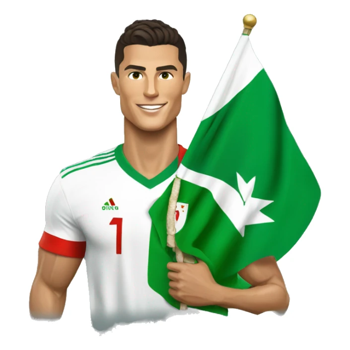 Cristiano Ronaldo holding the Algerian Flag sticker