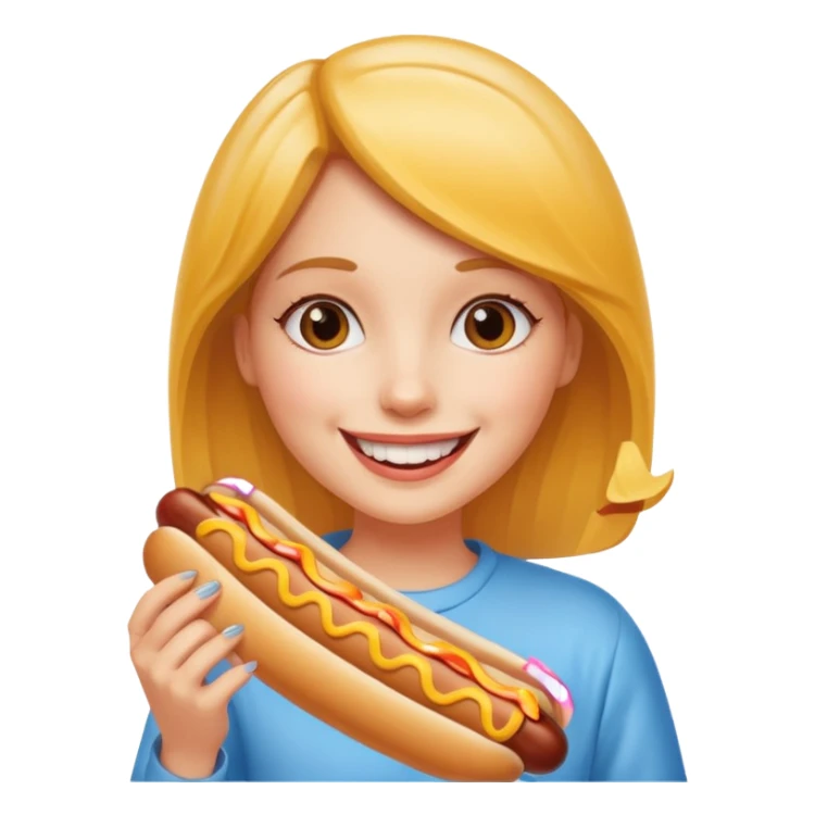 girl holding hot dog sticker