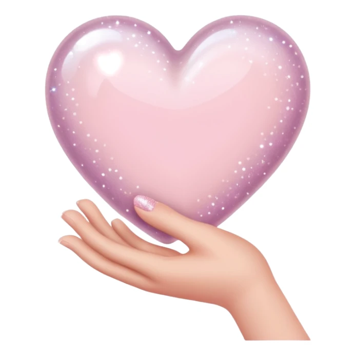 Pale pink heart with sparkles on the hand sticker