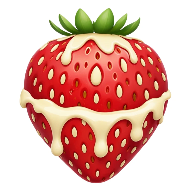 Strawberry with melted white chocolate sticker