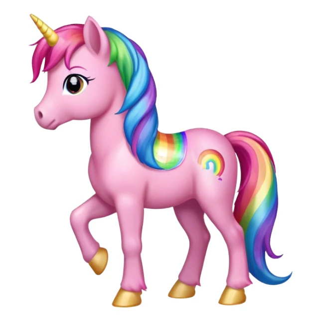 pink pony with rainbow hair full height standing sticker