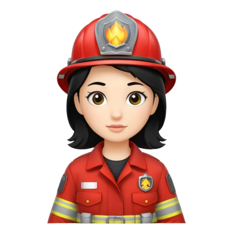 girl fireman with black hair sticker