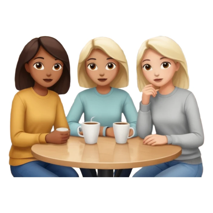 3 girl disscussion around a table in coffe shop sticker