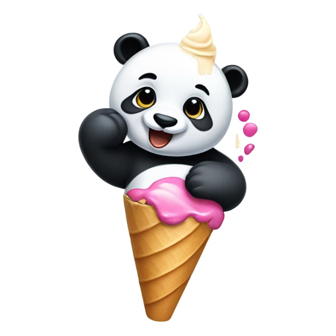 Panda eating ice cream sticker